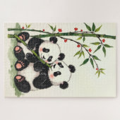 Puzzle Panda Bear Couple Simple Love Ink Art (Horizontal)