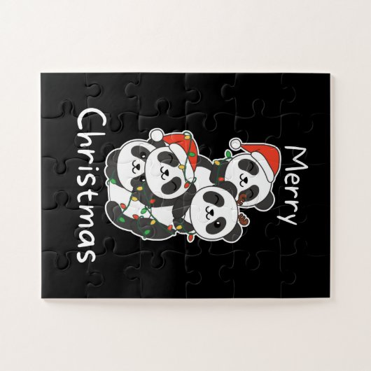 Puzzle Panda Christmas Tree Animaux de Noël Pandas (Horizontal)