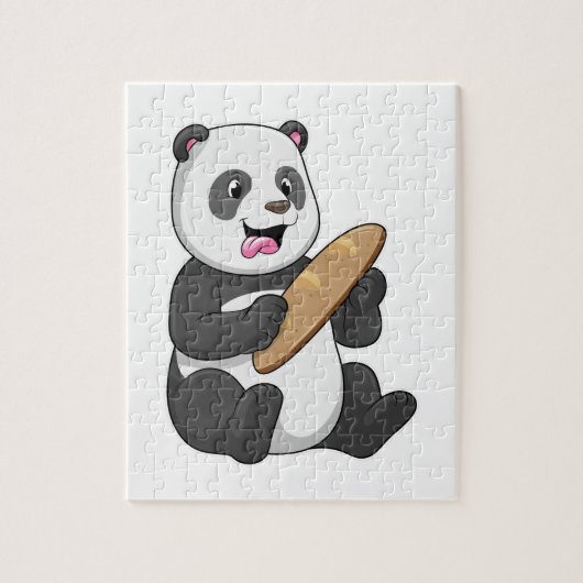 Puzzle Panda comme boulanger avec pain (Vertical)
