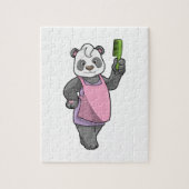 Puzzle Panda comme coiffeur avec peigne (Vertical)