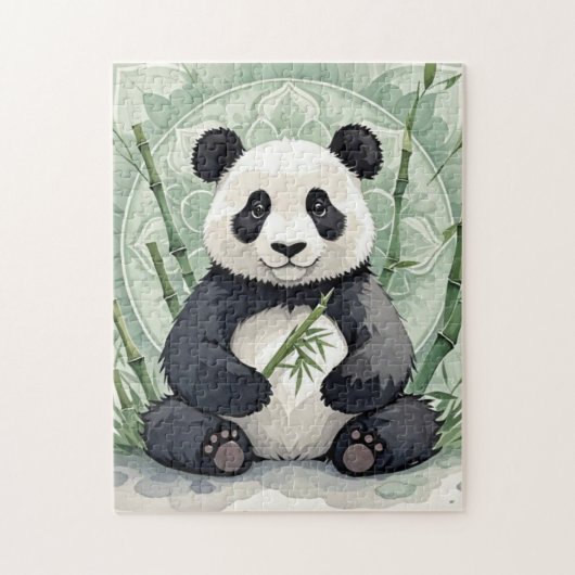 Puzzle Panda de Chubby assis dans une pose de lotus (Vertical)