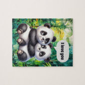 Puzzle Panda de l'amour mignon personnalisable (Horizontal)