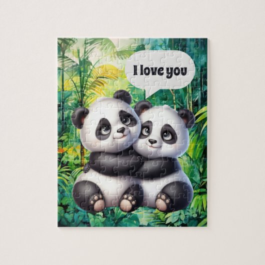 Puzzle Panda de l'amour mignon personnalisable (Vertical)