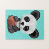 Puzzle Panda mignon de bébé jouant avec le basket-ball (Horizontal)