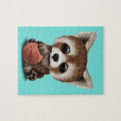 Puzzle Panda rouge de bébé mignon jouant avec le (Horizontal)