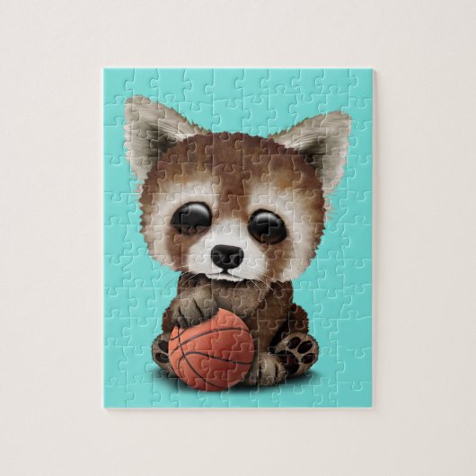 Puzzle Panda rouge de bébé mignon jouant avec le (Vertical)