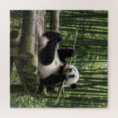 Puzzle Panda sur une plateforme de rondins (Horizontal)