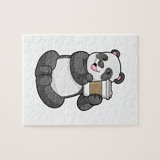 Puzzle Panda with Coffee to go (Horizontal)
