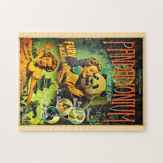 Puzzle Pandamonium Funny Panda rétro horreur poster (Horizontal)