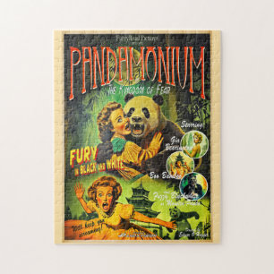 Puzzle Pandamonium Funny Panda rétro horreur poster