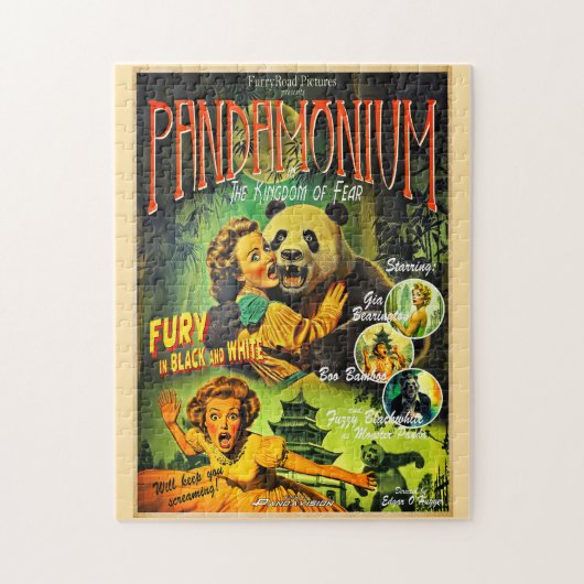 Puzzle Pandamonium Funny Panda rétro horreur poster (Vertical)