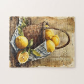 Puzzle Panier aquarelle de citrons (Horizontal)