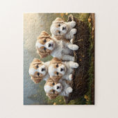 Puzzle Panier de cinq chiots mignons (Vertical)