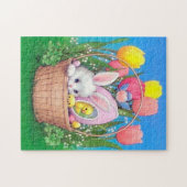 Puzzle Panier de lapin de Pâques vintage rétro (Horizontal)