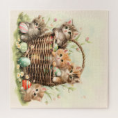 Puzzle Panier de Pâques de Chatte-Printemps (Horizontal)