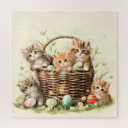 Puzzle Panier de Pâques de Chatte-Printemps (Vertical)