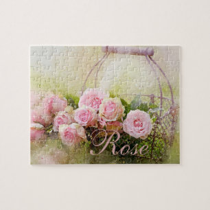 Puzzle Panier de roses roses