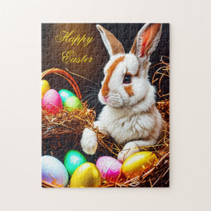 Puzzle Panier et oeufs de lapin de Pâques