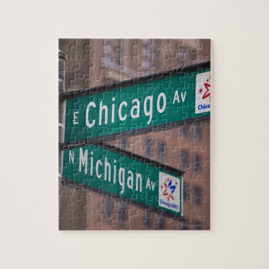 Puzzle Panneaux de Chicago et Michigan Avenue, Chicago, (Vertical)