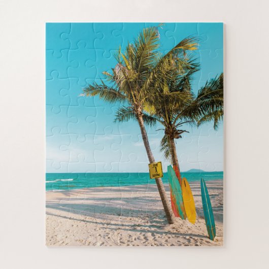 Puzzle Panneaux de surf sur la plage lancer oreiller (Vertical)