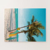 Puzzle Panneaux de surf sur la plage lancer oreiller (Horizontal)