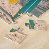 Puzzle Panneaux de surf sur la plage lancer oreiller (Côté)