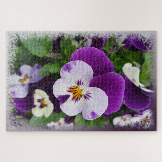 Puzzle Pansies blanches violettes (Horizontal)
