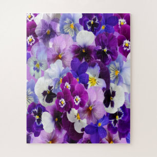 Puzzle Pansies florales bleu violet blanc
