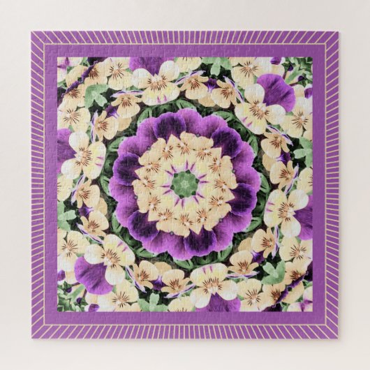 Puzzle Pansies Mandala : Violet antique (Vertical)