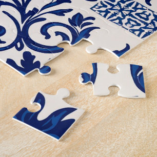 Puzzle Paon Azulejo Portugais – Bleu & Blanc T