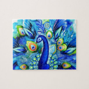 Puzzle Paon en pleine floraison