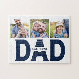 Puzzle Papa a établi Navy Blue Moderne Simple 3 Photo