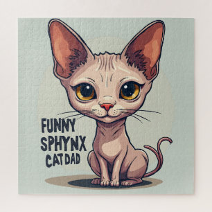 Puzzle Papa Chat Sphynx Drôle - Art de Dessin Animé