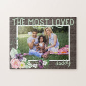 Puzzle Papa le plus aimé - Cadre rustique en bois foncé (Horizontal)