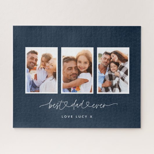Puzzle papa mignon script moderne multi photo cadeau (Horizontal)