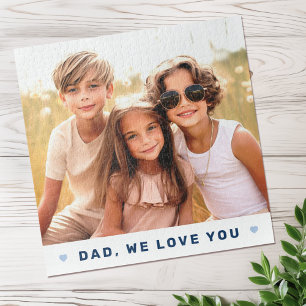 Puzzle Papa nous t'aimons coeur photo fête des pères bleu