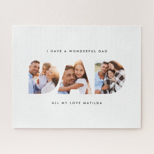 Puzzle Papa photo typographie moderne cadeau enfant (Horizontal)