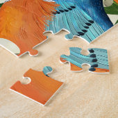 Puzzle papaye tropicale et motif d'oiseaux. (Côté)