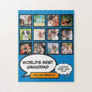 Puzzle Papi, Grand-père, Grand-papa 12 Photo Bleu Amusant