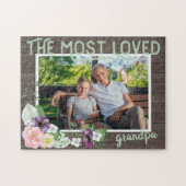 Puzzle Papi le plus aimé - Cadre en bois rustique (Horizontal)