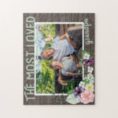 Puzzle Papi le plus aimé - Cadre en bois rustique (Vertical)
