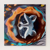 Puzzle Papier Art Baby Raccoon dans l'arbre 3D (Horizontal)