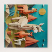 Puzzle Papier Art Origami Alpacas Scène 3D (Horizontal)