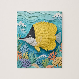 Puzzle Papier Découpé Poisson-Papillon à Long Nez Récif d