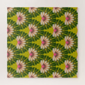 Puzzle Papier peint en lotus stylisé : rose, vert. (Horizontal)