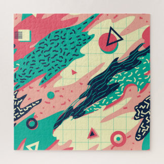 Puzzle Papier peint géométrique Retro tendance Memphis