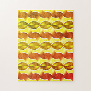 Puzzle papier peint rétro orange 1970