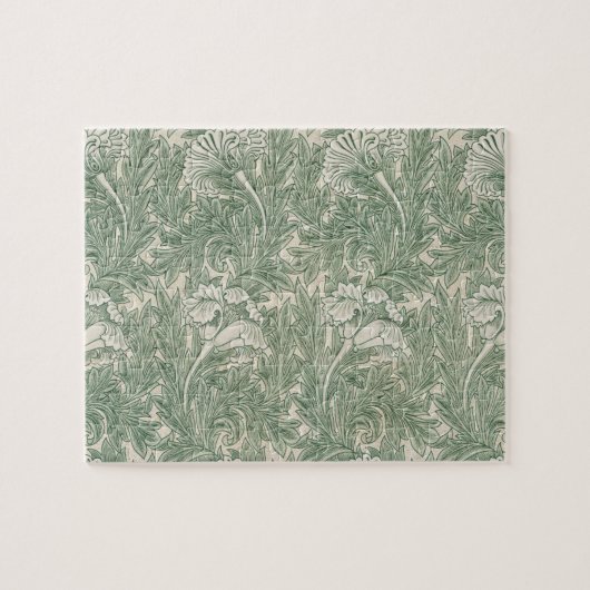 Puzzle papier peint textile tulipe william morris vert (Horizontal)