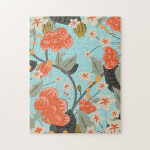 Puzzle Papier peint vintage rose et fleurs