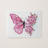 Puzzle Papillon à fleurs avec Sakura rose (Horizontal)